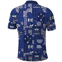 Blue Samoa Manuia Le Kerisimasi Polo Shirt Pacific Patchwork Xmas Vibes - Polynesian Pride