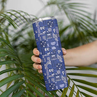 Blue Samoa Manuia Le Kerisimasi Skinny Tumbler Pacific Patchwork Xmas Vibes - Polynesian Pride