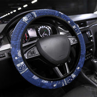 Blue Samoa Manuia Le Kerisimasi Steering Wheel Cover Pacific Patchwork Xmas Vibes - Polynesian Pride