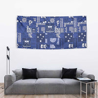 Blue Samoa Manuia Le Kerisimasi Tapestry Pacific Patchwork Xmas Vibes - Polynesian Pride