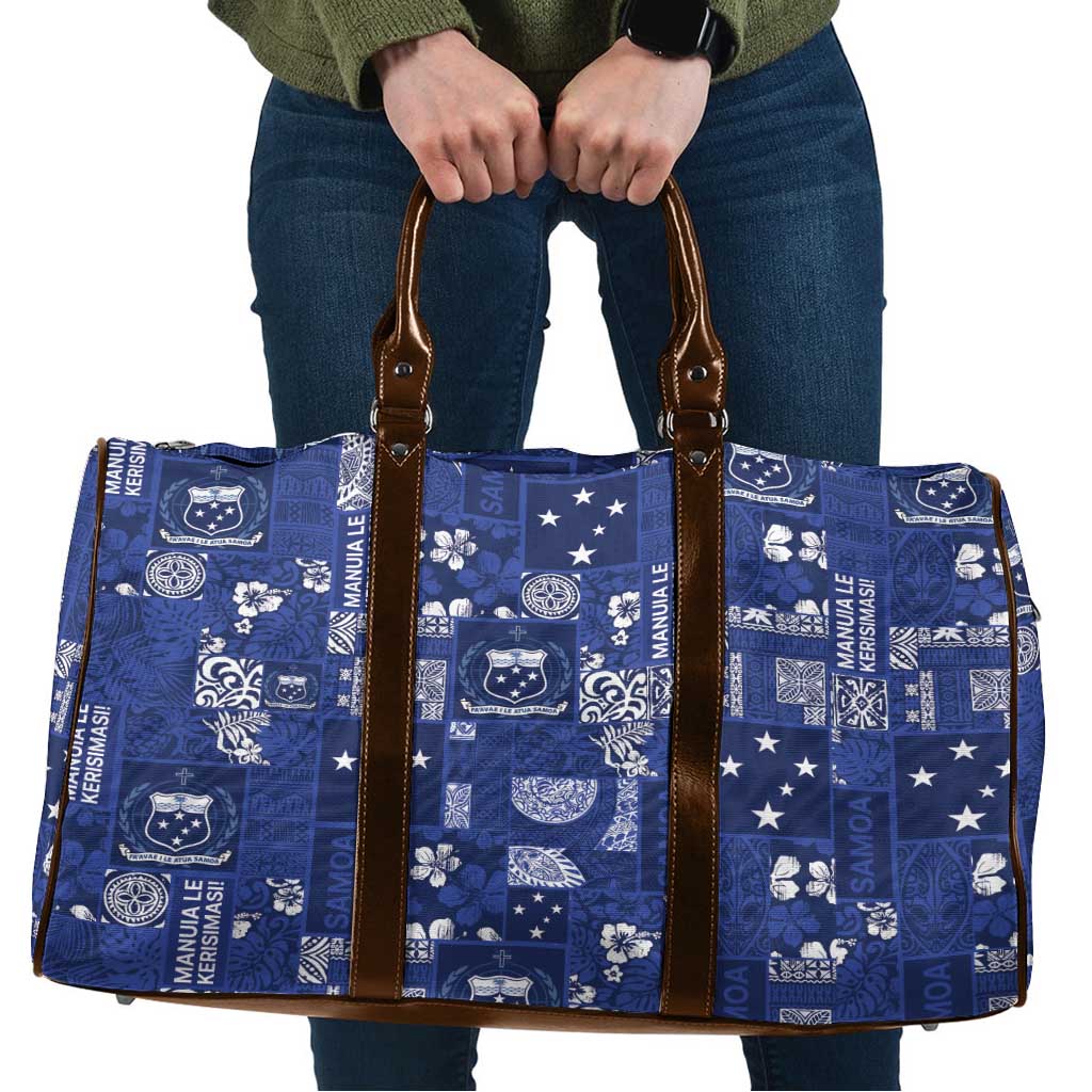 Blue Samoa Manuia Le Kerisimasi Travel Bag Pacific Patchwork Xmas Vibes - Polynesian Pride