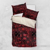 Dark Samoa Manuia Le Kerisimasi Bedding Set Pacific Patchwork Xmas Vibes - Polynesian Pride