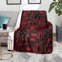 Dark Samoa Manuia Le Kerisimasi Blanket Pacific Patchwork Xmas Vibes - Polynesian Pride