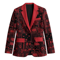 Dark Samoa Manuia Le Kerisimasi Blazer Pacific Patchwork Xmas Vibes - Polynesian Pride