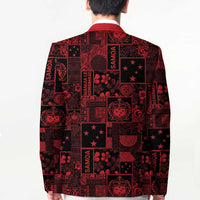 Dark Samoa Manuia Le Kerisimasi Blazer Pacific Patchwork Xmas Vibes - Polynesian Pride