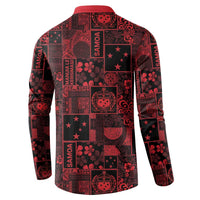 Dark Samoa Manuia Le Kerisimasi Button Sweatshirt Pacific Patchwork Xmas Vibes - Polynesian Pride