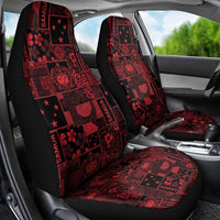 Dark Samoa Manuia Le Kerisimasi Car Seat Cover Pacific Patchwork Xmas Vibes - Polynesian Pride
