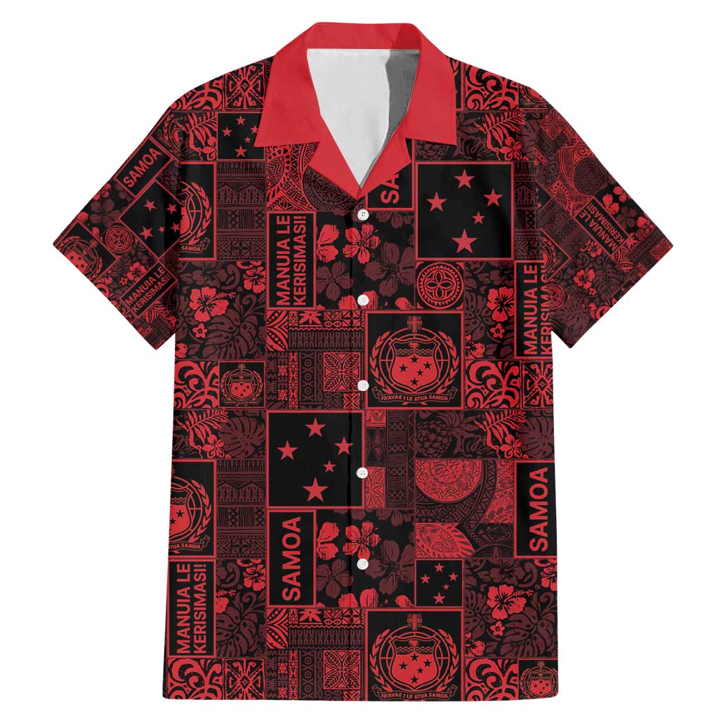 Dark Samoa Manuia Le Kerisimasi Family Matching Mermaid Dress and Hawaiian Shirt Pacific Patchwork Xmas Vibes - Polynesian Pride