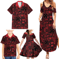 Dark Samoa Manuia Le Kerisimasi Family Matching Summer Maxi Dress and Hawaiian Shirt Pacific Patchwork Xmas Vibes - Polynesian Pride