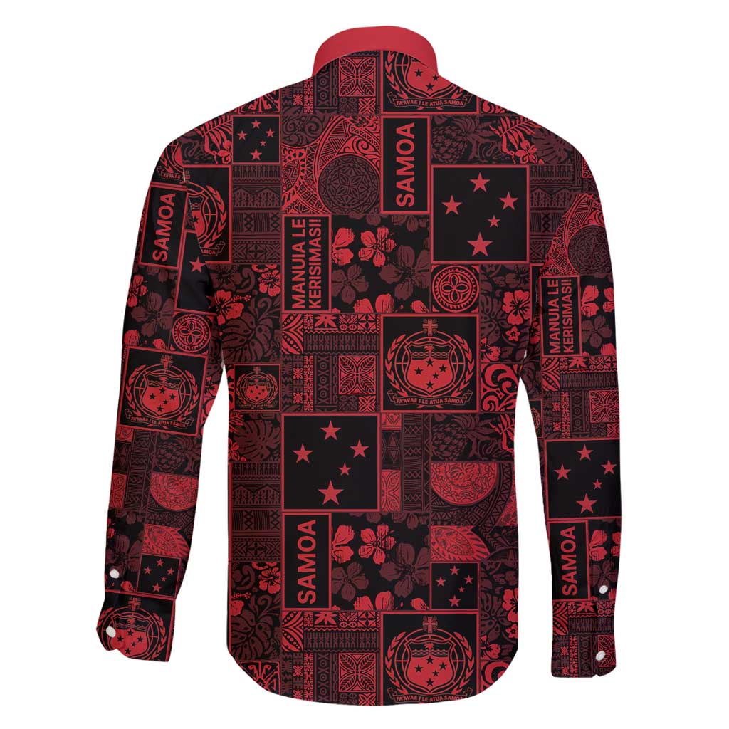 Dark Samoa Manuia Le Kerisimasi Family Matching Tank Maxi Dress and Hawaiian Shirt Pacific Patchwork Xmas Vibes - Polynesian Pride