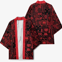 Dark Samoa Manuia Le Kerisimasi Kimono Pacific Patchwork Xmas Vibes - Polynesian Pride
