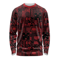 Dark Samoa Manuia Le Kerisimasi Long Sleeve Shirt Pacific Patchwork Xmas Vibes - Polynesian Pride