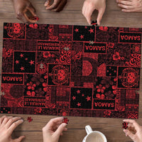 Dark Samoa Manuia Le Kerisimasi Puzzle Pacific Patchwork Xmas Vibes - Polynesian Pride