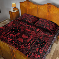 Dark Samoa Manuia Le Kerisimasi Quilt Bed Set Pacific Patchwork Xmas Vibes - Polynesian Pride