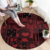 Dark Samoa Manuia Le Kerisimasi Round Carpet Pacific Patchwork Xmas Vibes - Polynesian Pride