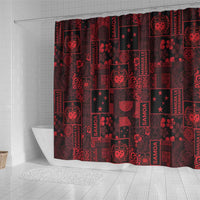 Dark Samoa Manuia Le Kerisimasi Shower Curtain Pacific Patchwork Xmas Vibes - Polynesian Pride