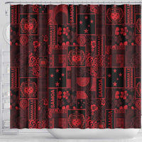 Dark Samoa Manuia Le Kerisimasi Shower Curtain Pacific Patchwork Xmas Vibes - Polynesian Pride