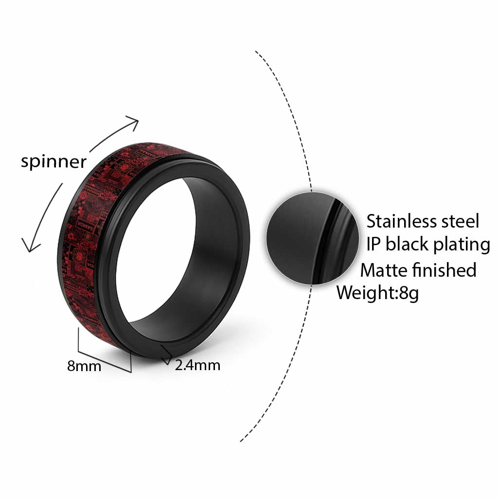 Dark Samoa Manuia Le Kerisimasi Spinner Ring Pacific Patchwork Xmas Vibes - Polynesian Pride