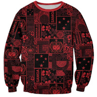 Dark Samoa Manuia Le Kerisimasi Sweatshirt Pacific Patchwork Xmas Vibes - Polynesian Pride