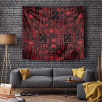 Dark Samoa Manuia Le Kerisimasi Tapestry Pacific Patchwork Xmas Vibes - Polynesian Pride