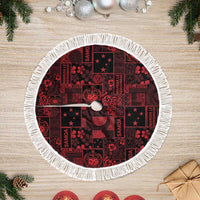 Dark Samoa Manuia Le Kerisimasi Tree Skirt Pacific Patchwork Xmas Vibes - Polynesian Pride