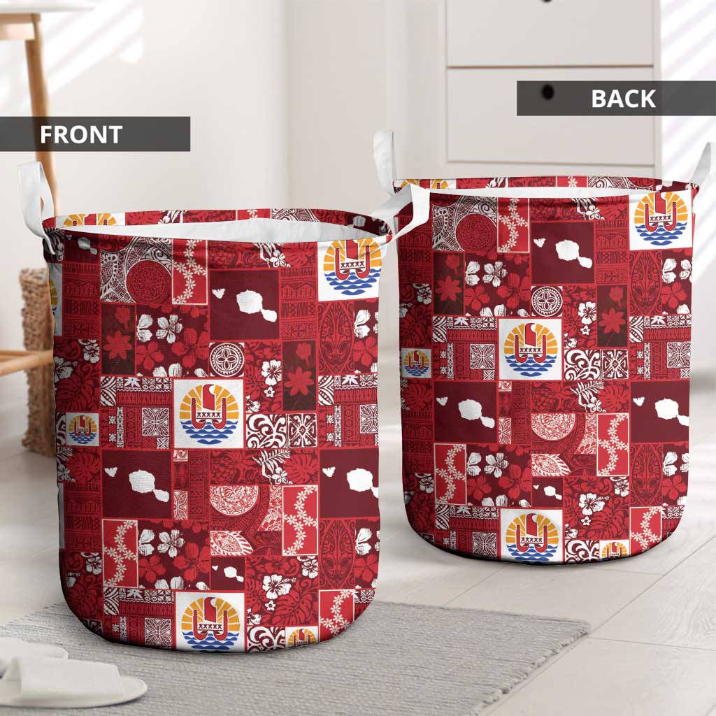 Tahiti Oaoa I Teie Noera Laundry Basket Pacific Patchwork Xmas Vibes LT9 - Polynesian Pride