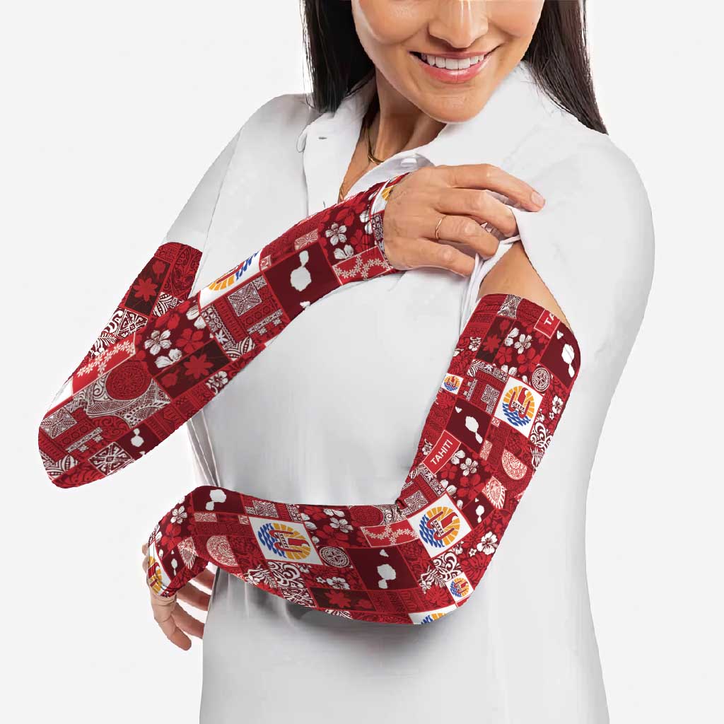 Tahiti Oaoa I Teie Noera Arm Sleeves Pacific Patchwork Xmas Vibes LT9 - Polynesian Pride