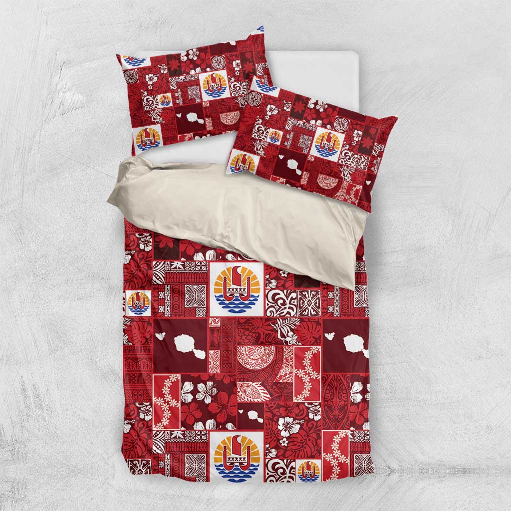 Tahiti Oaoa I Teie Noera Bedding Set Pacific Patchwork Xmas Vibes - Polynesian Pride