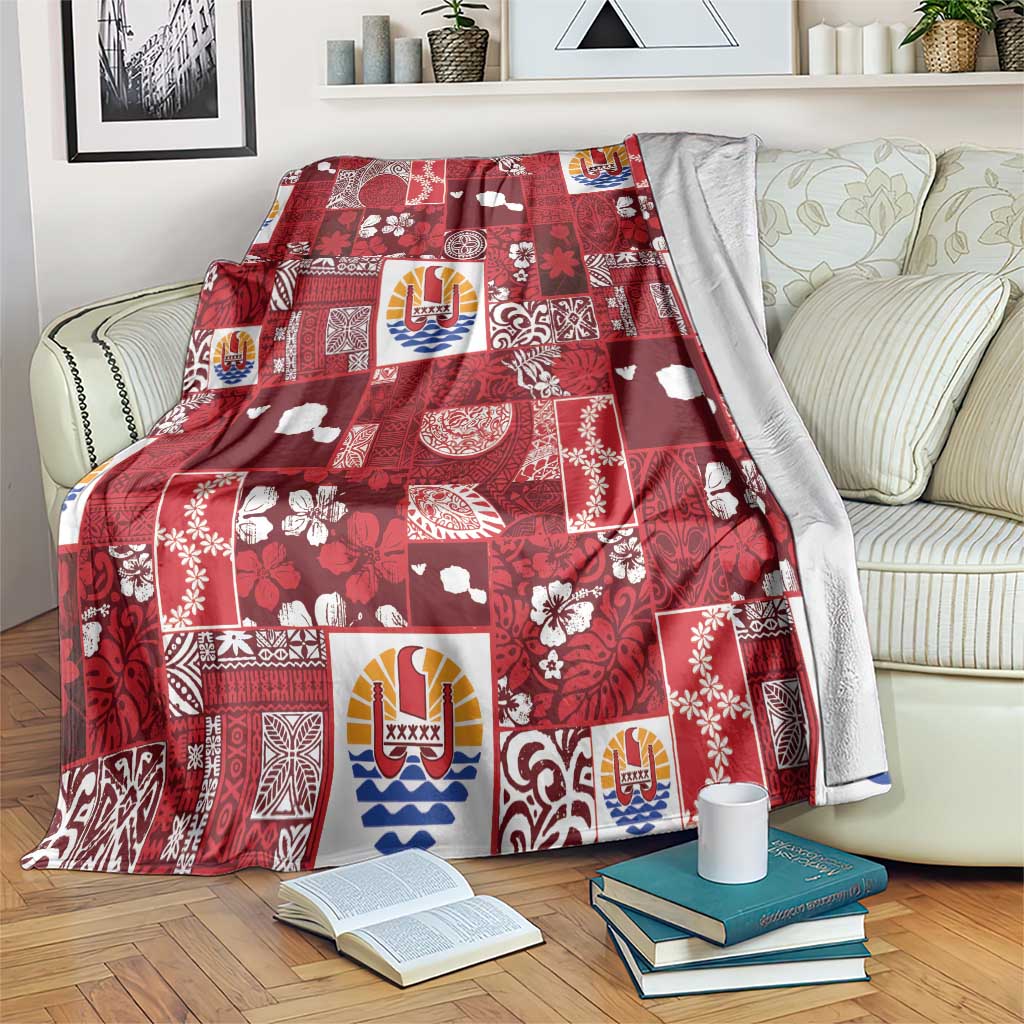 Tahiti Oaoa I Teie Noera Blanket Pacific Patchwork Xmas Vibes - Polynesian Pride