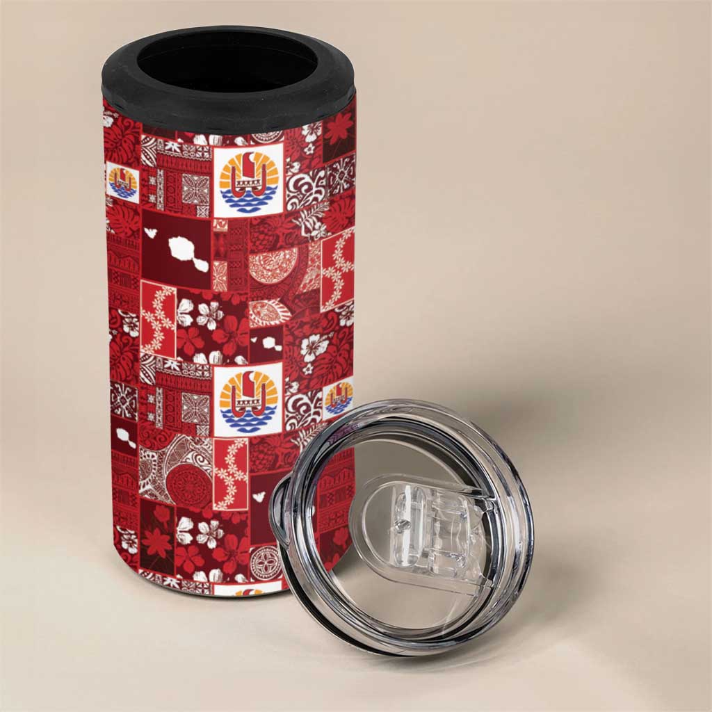 Tahiti Oaoa I Teie Noera 4 in 1 Can Cooler Tumbler Pacific Patchwork Xmas Vibes - Polynesian Pride