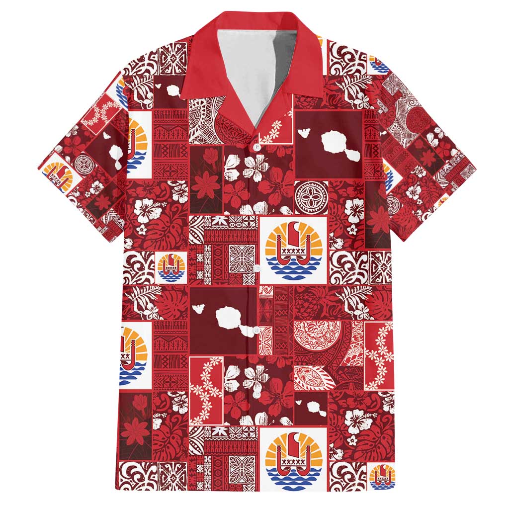 Tahiti Oaoa I Teie Noera Family Matching Off Shoulder Short Dress and Hawaiian Shirt Pacific Patchwork Xmas Vibes - Polynesian Pride