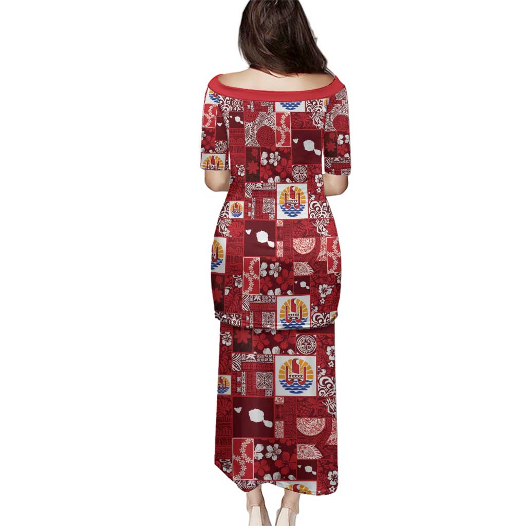 Tahiti Oaoa I Teie Noera Family Matching Puletasi and Hawaiian Shirt Pacific Patchwork Xmas Vibes - Polynesian Pride