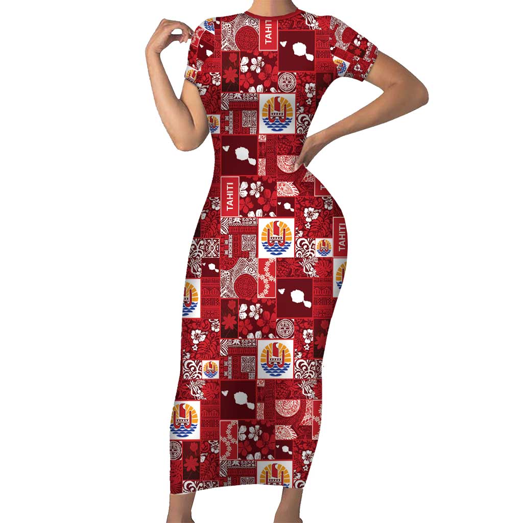 Tahiti Oaoa I Teie Noera Family Matching Short Sleeve Bodycon Dress and Hawaiian Shirt Pacific Patchwork Xmas Vibes - Polynesian Pride