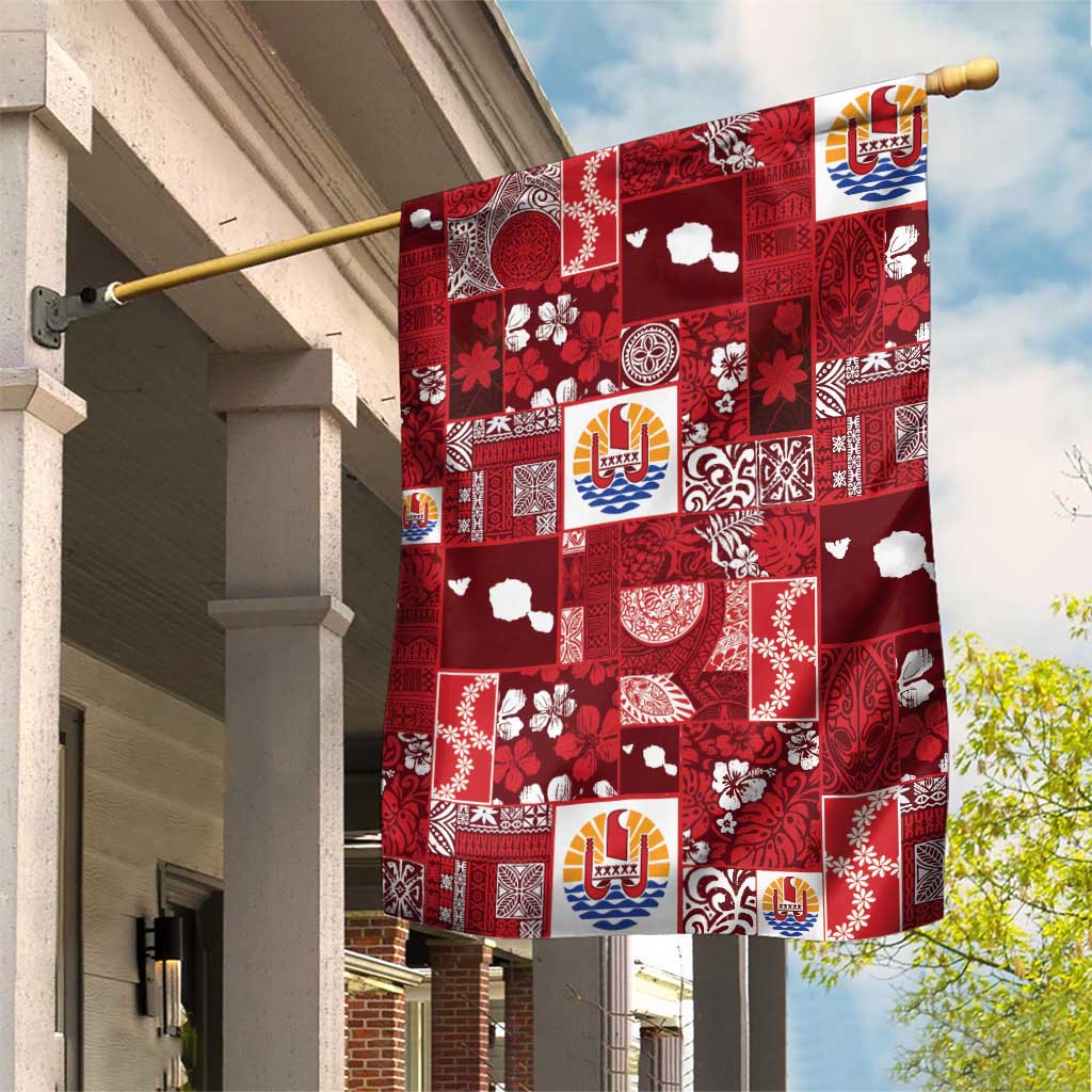 Tahiti Oaoa I Teie Noera Garden Flag Pacific Patchwork Xmas Vibes - Polynesian Pride