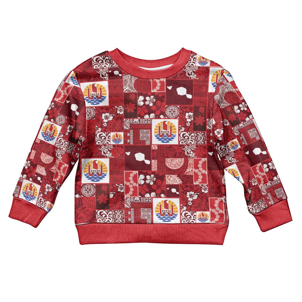 Tahiti Oaoa I Teie Noera Kid Ugly Christmas Sweater Pacific Patchwork Xmas Vibes - Polynesian Pride