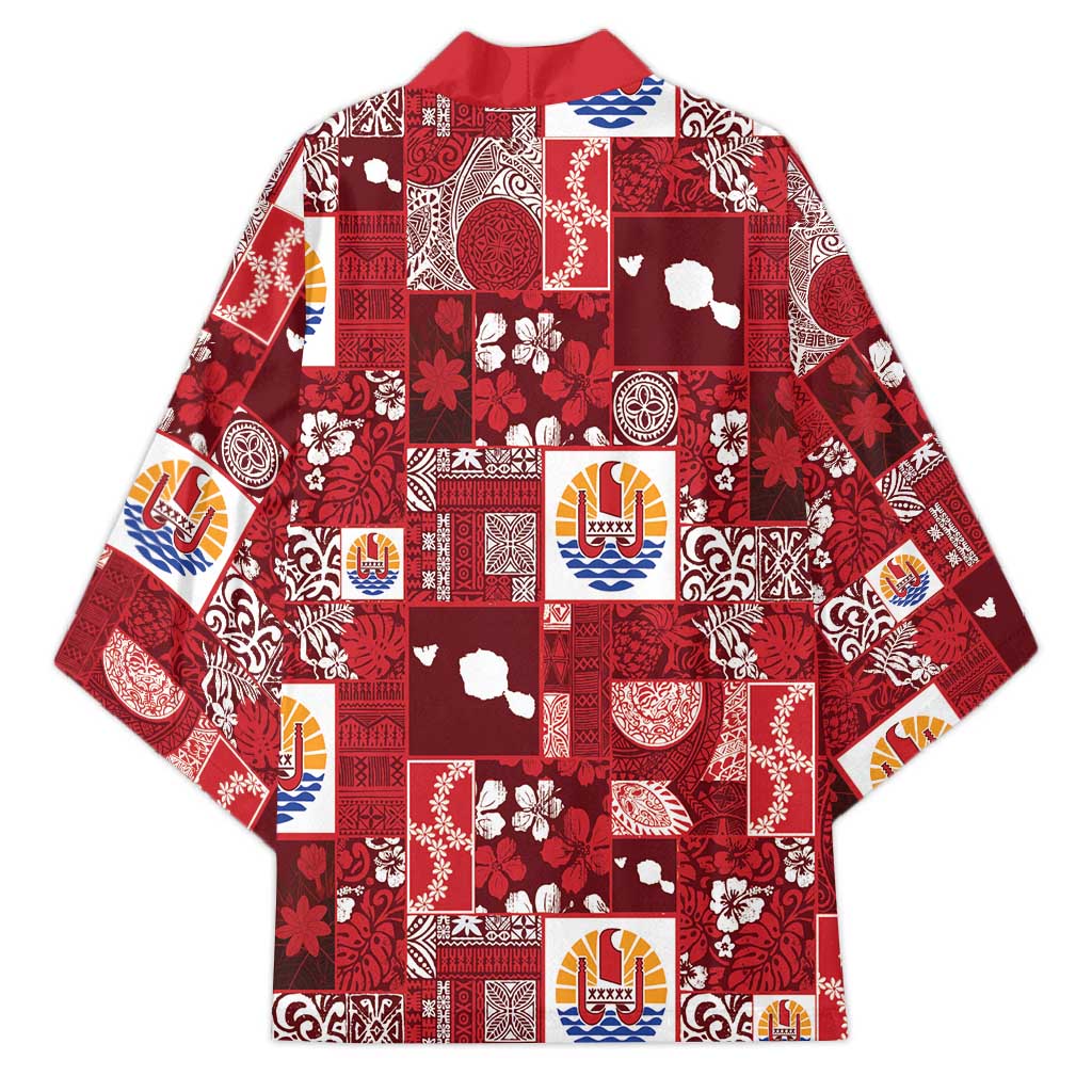 Tahiti Oaoa I Teie Noera Kimono Pacific Patchwork Xmas Vibes - Polynesian Pride