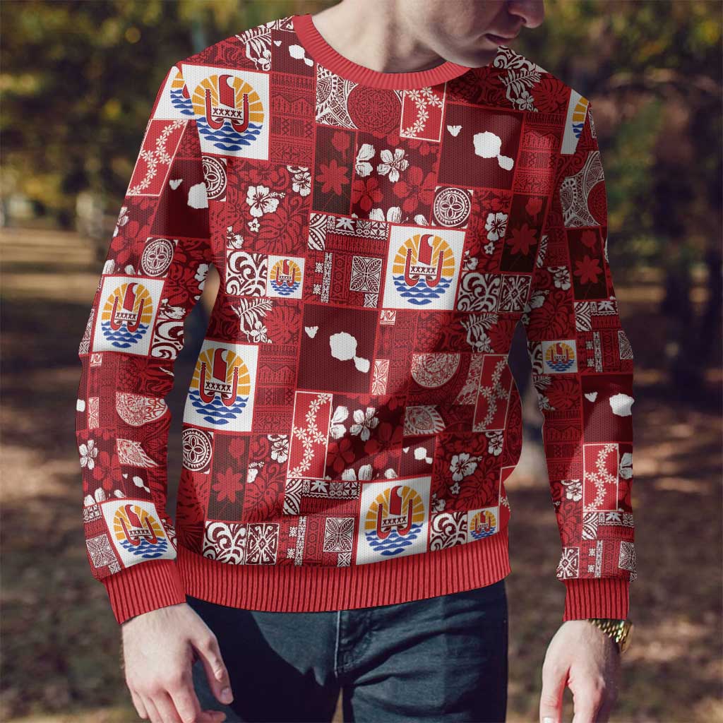 Tahiti Oaoa I Teie Noera Ugly Christmas Sweater Pacific Patchwork Xmas Vibes - Polynesian Pride