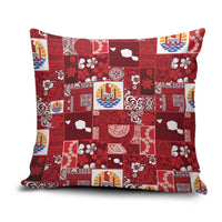 Tahiti Oaoa I Teie Noera Pillow Cover Pacific Patchwork Xmas Vibes LT9 Red - Polynesian Pride