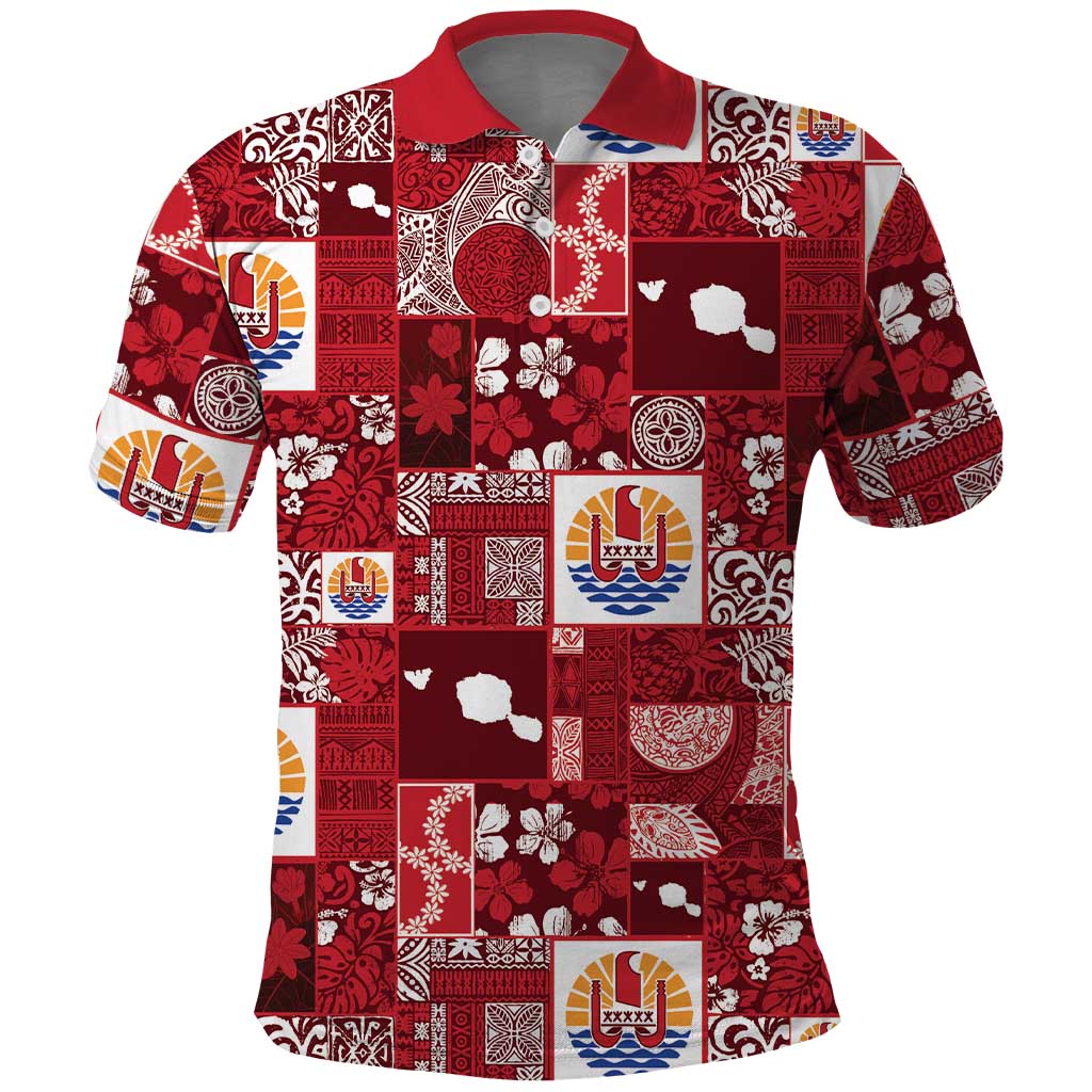 Tahiti Oaoa I Teie Noera Polo Shirt Pacific Patchwork Xmas Vibes - Polynesian Pride