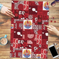 Tahiti Oaoa I Teie Noera Puzzle Pacific Patchwork Xmas Vibes LT9 Red - Polynesian Pride
