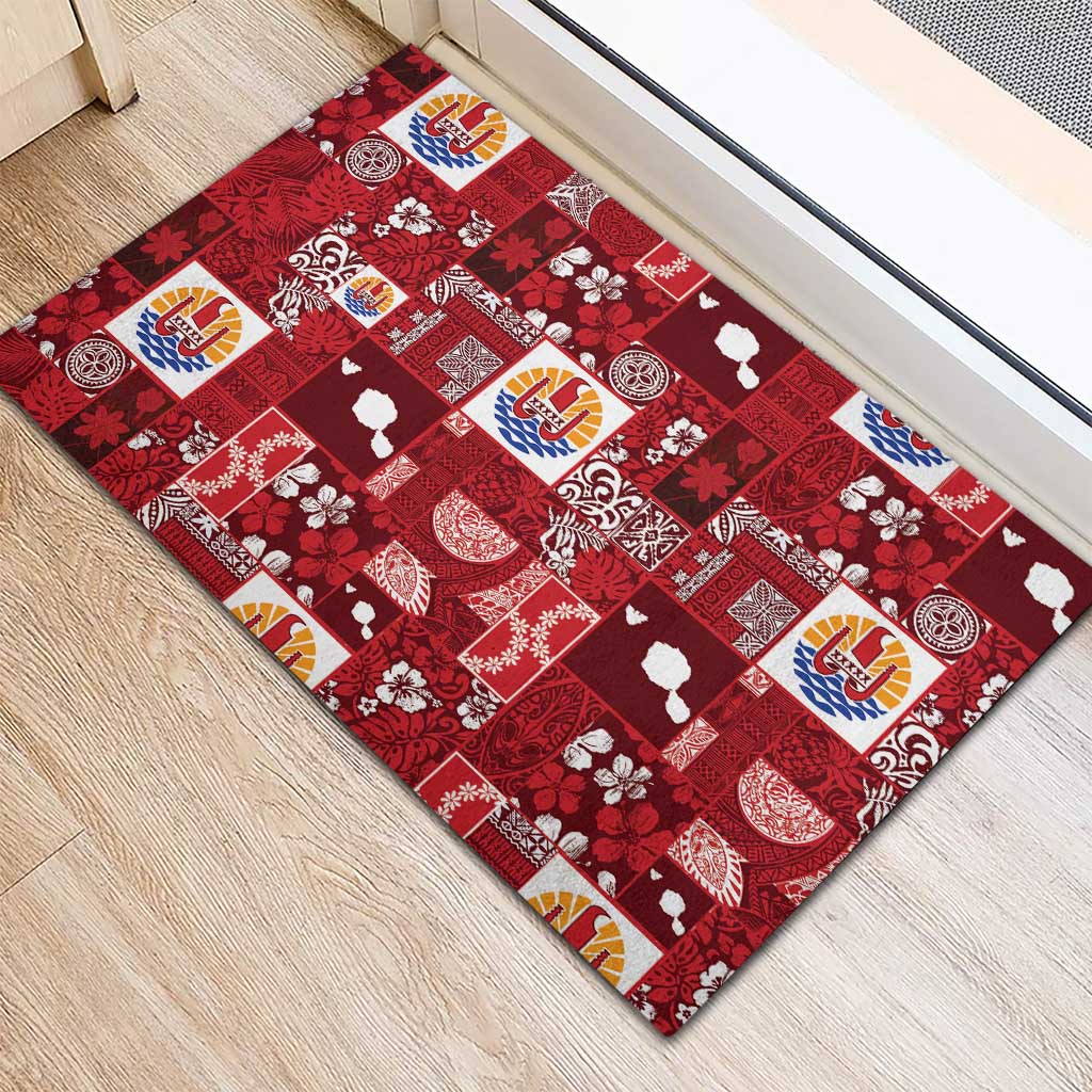 Tahiti Oaoa I Teie Noera Rubber Doormat Pacific Patchwork Xmas Vibes LT9 - Polynesian Pride