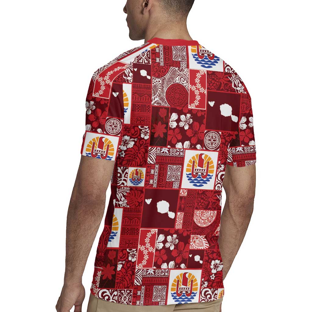 Tahiti Oaoa I Teie Noera Rugby Jersey Pacific Patchwork Xmas Vibes - Polynesian Pride