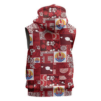 Tahiti Oaoa I Teie Noera Sleeveless Zip Hoodie Pacific Patchwork Xmas Vibes LT9 - Polynesian Pride