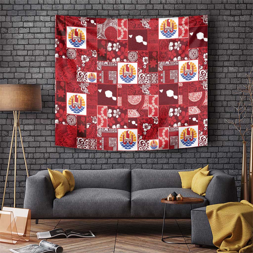 Tahiti Oaoa I Teie Noera Tapestry Pacific Patchwork Xmas Vibes - Polynesian Pride
