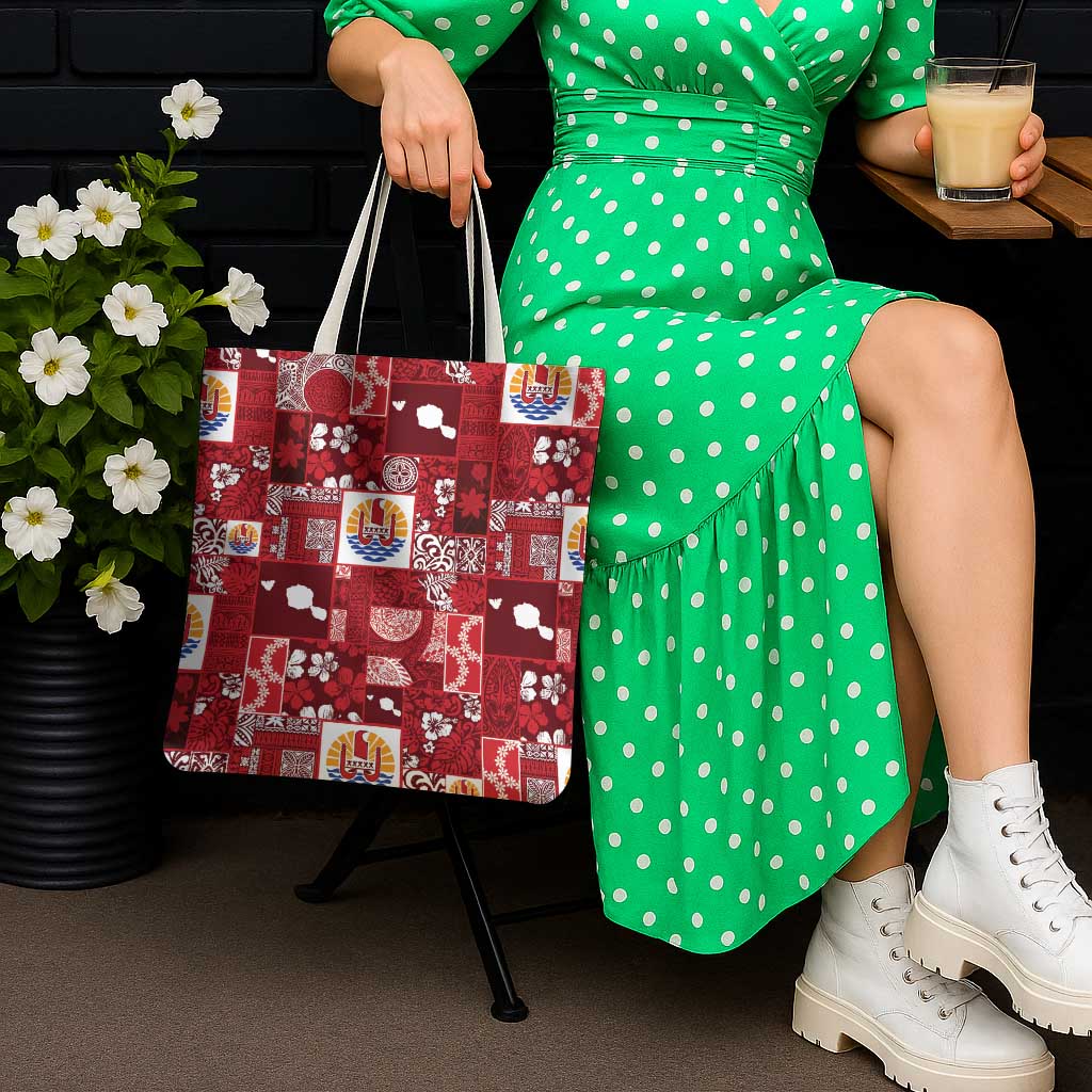 Tahiti Oaoa I Teie Noera Tote Bag Pacific Patchwork Xmas Vibes - Polynesian Pride