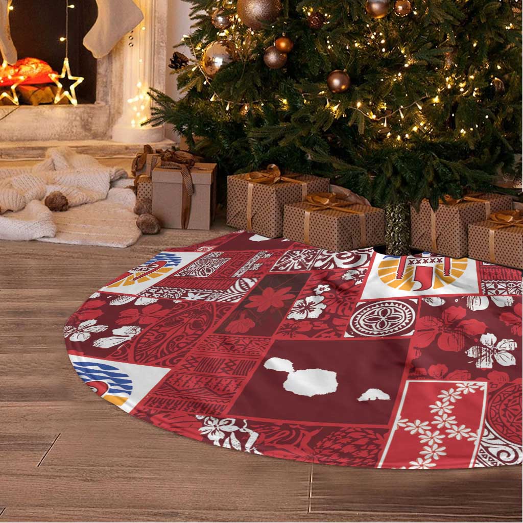 Tahiti Oaoa I Teie Noera Tree Skirt Pacific Patchwork Xmas Vibes LT9 - Polynesian Pride