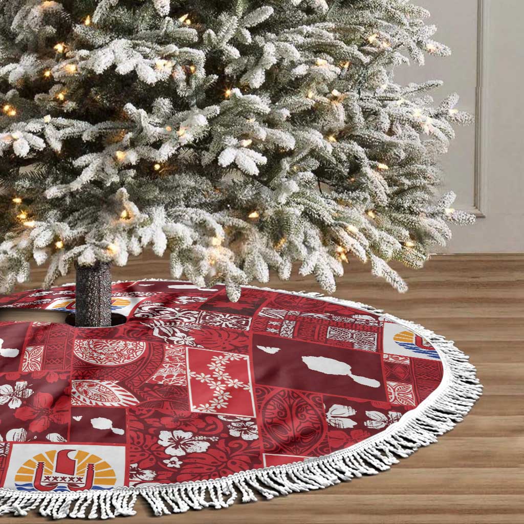 Tahiti Oaoa I Teie Noera Tree Skirt Pacific Patchwork Xmas Vibes LT9 - Polynesian Pride
