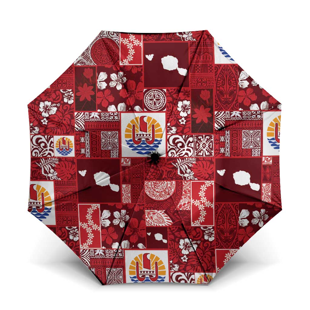 Tahiti Oaoa I Teie Noera Umbrella Pacific Patchwork Xmas Vibes - Polynesian Pride