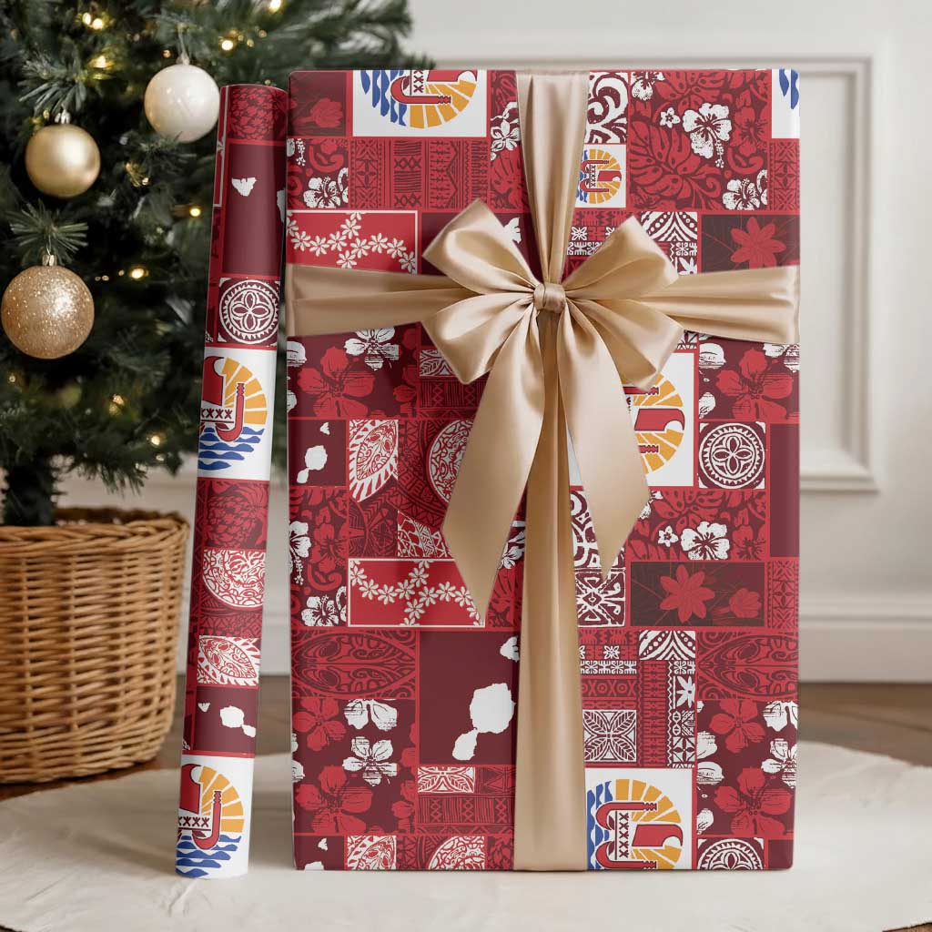Tahiti Oaoa I Teie Noera Wrapping Paper Pacific Patchwork Xmas Vibes LT9 - Polynesian Pride