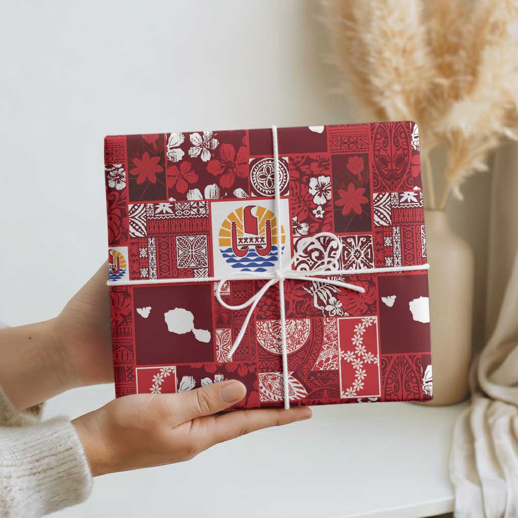 Tahiti Oaoa I Teie Noera Wrapping Paper Pacific Patchwork Xmas Vibes LT9 - Polynesian Pride